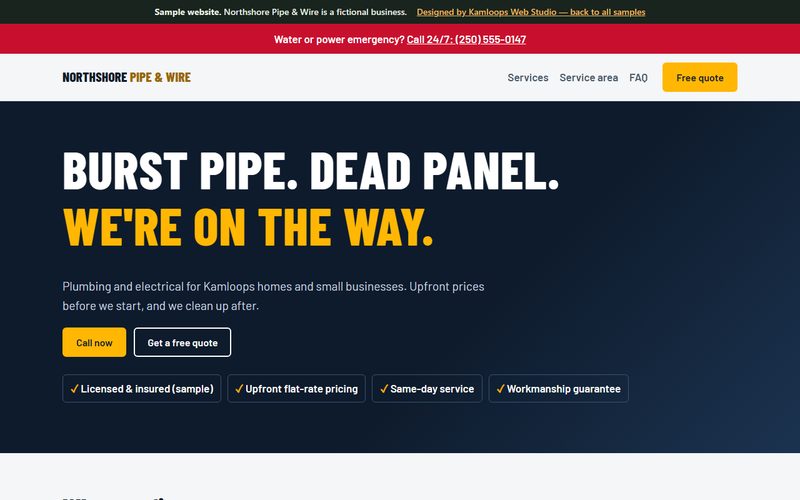 Screenshot of the Northshore Pipe & Wire sample website